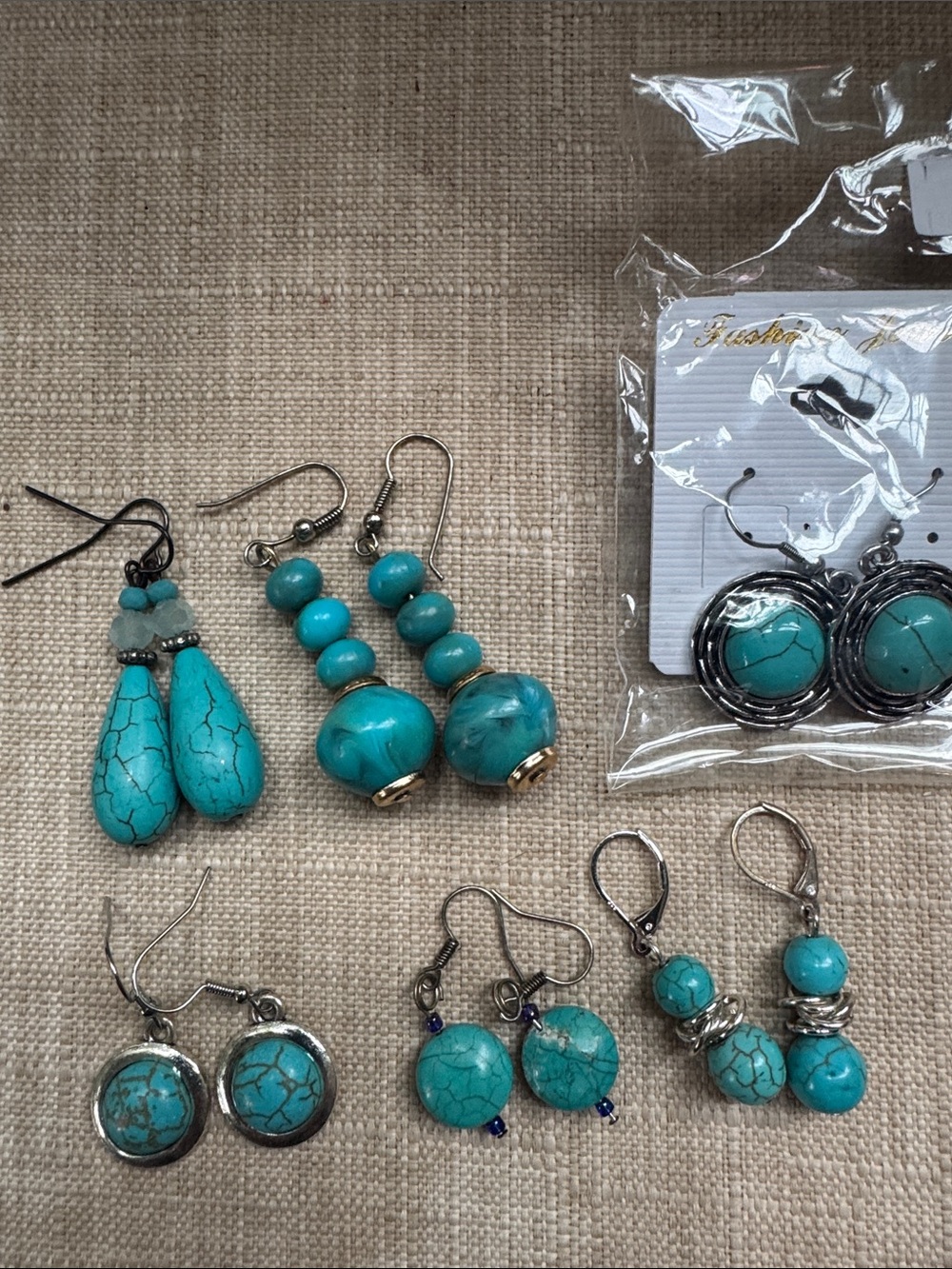Set of Six Turquoise style Dangle Earrings
